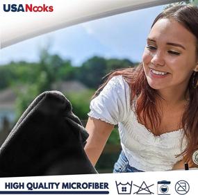 img 2 attached to USANOOKS Microfiber Cleaning Cloth - 12Pcs (16x16 inch) High Performance - 1200 Washes, 🧽 Ultra Absorbent Car Towels Trapping Grime &amp; Liquid for Streak-Free Mirror Shine, Scratch-Proof - (Black)