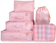 travel packing cubes, vagreez lightweight luggage organizers bags set for carry on suitcase(pink strip) logo