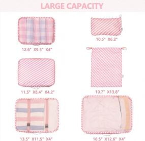 img 3 attached to Travel Packing Cubes, VAGREEZ Lightweight Luggage Organizers Bags Set For Carry On Suitcase(Pink Strip)