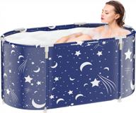 dailylife portable adult bathtub: large 1.2m foldable spa tub with thermal foam and pillow for small spaces - broad starlit night design logo