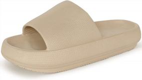 img 4 attached to Comfortable And Non-Slip Athlefit Cloud Slippers - Ideal For Showers, Bathrooms, And Indoor Use - Cushioned Thick Soft Platform For Pillow-Like Comfort