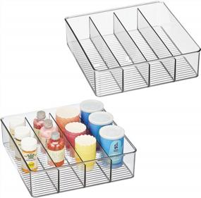 img 4 attached to Прозрачная пластиковая корзина для хранения с 4 разделенными секциями для организации кухни, кладовой и прачечной - 2 упаковки от MDesign