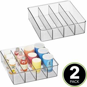 img 3 attached to Clear Plastic Storage Bin With 4 Divided Sections For Kitchen, Pantry, And Laundry Room Organization - 2 Pack By MDesign