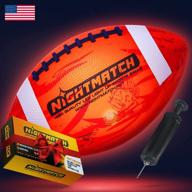 nightmatch light up led football - perfect glow in the dark american football - official size 6 - extra pump and batteries - cool stuff - birthday gifts for boys - waterproof glow football with two leds логотип