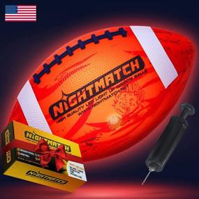 img 4 attached to NIGHTMATCH Light Up LED Football - Perfect Glow In The Dark American Football - Official Size 6 - Extra Pump And Batteries - Cool Stuff - Birthday Gifts For Boys - Waterproof Glow Football With Two LEDs