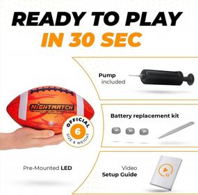 img 1 attached to NIGHTMATCH Light Up LED Football - Perfect Glow In The Dark American Football - Official Size 6 - Extra Pump And Batteries - Cool Stuff - Birthday Gifts For Boys - Waterproof Glow Football With Two LEDs