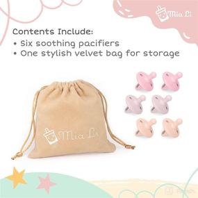 img 2 attached to Mia Li Silicone Baby Pacifier - 6-Piece Set for Boys and Girls with Storage Bag - Soft Silicone Baby Binkies with Foldable Handle - Baby Pacifiers 0-6 Months (Blush, Lilac & Mauve)