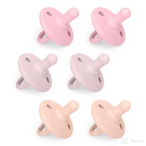 img 4 attached to Mia Li Silicone Baby Pacifier - 6-Piece Set for Boys and Girls with Storage Bag - Soft Silicone Baby Binkies with Foldable Handle - Baby Pacifiers 0-6 Months (Blush, Lilac & Mauve)