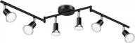 flexible 6-head led track lighting kit with rotatable light sources, 6-way ceiling spotlight in sleek black finish, includes 6 high-efficiency gu10 led bulbs (4w, 400lm, daylight white 5000k) логотип
