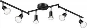 img 4 attached to Flexible 6-Head LED Track Lighting Kit With Rotatable Light Sources, 6-Way Ceiling Spotlight In Sleek Black Finish, Includes 6 High-Efficiency GU10 LED Bulbs (4W, 400LM, Daylight White 5000K)