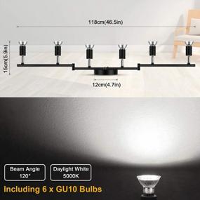 img 2 attached to Flexible 6-Head LED Track Lighting Kit With Rotatable Light Sources, 6-Way Ceiling Spotlight In Sleek Black Finish, Includes 6 High-Efficiency GU10 LED Bulbs (4W, 400LM, Daylight White 5000K)