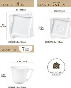 img 3 attached to MALACASA 18 Piece Porcelain White Dish Set With Dessert Plates, Cups And Saucers - Ivory White Dinnerware Sets For 6 - Amparo Series
