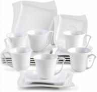malacasa белая фарфоровая посуда из 18 предметов с десертными тарелками, чашками и блюдцами - наборы столовой посуды цвета слоновой кости на 6 персон - серия amparo логотип