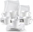 malacasa 18 piece porcelain white dish set with dessert plates, cups and saucers - ivory white dinnerware sets for 6 - amparo series logo