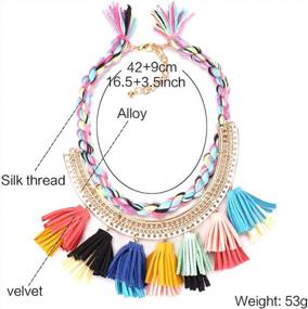 img 3 attached to Handmade Beaded Statement Necklace With Bohemian Multi-Colored Tassels: Perfect For Standing Out
