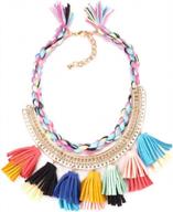 handmade beaded statement necklace with bohemian multi-colored tassels: perfect for standing out logo