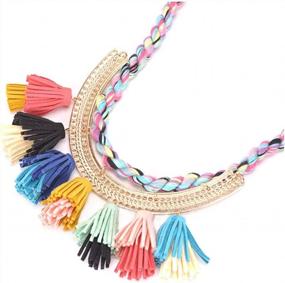 img 2 attached to Handmade Beaded Statement Necklace With Bohemian Multi-Colored Tassels: Perfect For Standing Out