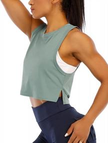img 2 attached to Свободные укороченные топы без рукавов для женщин — идеальные рубашки для тренировок и йоги с открытыми боками и укороченным дизайном мышц для занятий в тренажерном зале от HIOINIEY