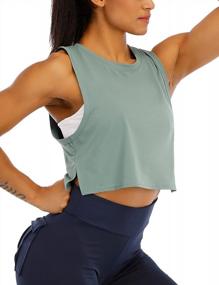 img 3 attached to Свободные укороченные топы без рукавов для женщин — идеальные рубашки для тренировок и йоги с открытыми боками и укороченным дизайном мышц для занятий в тренажерном зале от HIOINIEY