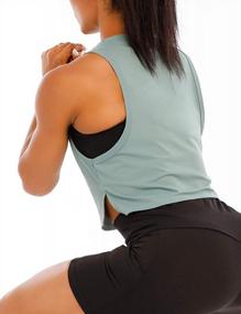 img 1 attached to Свободные укороченные топы без рукавов для женщин — идеальные рубашки для тренировок и йоги с открытыми боками и укороченным дизайном мышц для занятий в тренажерном зале от HIOINIEY