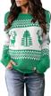 women's ugly christmas sweater reindeer xmas tree knit long sleeve pullover tops yexipo logo