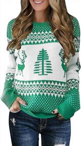 img 1 attached to Women'S Ugly Christmas Sweater Reindeer Xmas Tree Knit Long Sleeve Pullover Tops YEXIPO