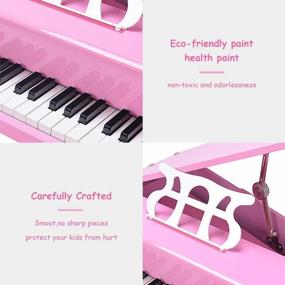 img 1 attached to Мини-рояль Goplus с 30 клавишами, деревянная игрушка со скамейкой, крышкой и подставкой - музыкальный инструмент для обучения детей игре. Идеальный подарок для мальчиков и девочек в возрасте от 3 лет. (3 Straight Leg-Pink Classical Piano)