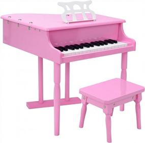 img 4 attached to Мини-рояль Goplus с 30 клавишами, деревянная игрушка со скамейкой, крышкой и подставкой - музыкальный инструмент для обучения детей игре. Идеальный подарок для мальчиков и девочек в возрасте от 3 лет. (3 Straight Leg-Pink Classical Piano)