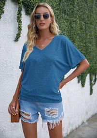 img 3 attached to 👚 Lacozy Women's V-Neck Loose Batwing Tunic Blouse: Stylish Casual Tops for a Relaxed Look