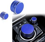🔵 anfokas 2pcs mazda 3 6 cx-5 cx-9 car volume button knob cover cap trim gear shift gears panel interior decoration sticker sport style - blue logo