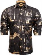 mens shiny satin luxury jacquard button down shirt - alizeal business casual long sleeve logo