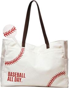 img 4 attached to Baseball Handbag Oversize Casual Embroidery Women's Handbags & Wallets via Totes