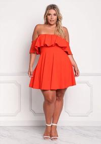 img 2 attached to Plus Size Off-Shoulder Ruffle Mini Swing Dress For Women - ROSIANNA
