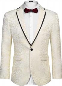 img 4 attached to Подчеркните свой стиль в мужском пиджаке с цветочной вышивкой Coofandy для свадеб и вечеринок