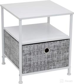 img 4 attached to 🛏️ Sorbus 1-Drawer Nightstand with Shelf Storage - Bedside Furniture &amp; Accent End Table Chest for Home, Bedroom, Office, College Dorm - Steel Frame, Wood Top, Easy Pull Fabric Bins - Gray/White