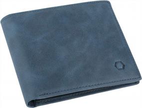 img 3 attached to RFID Blocking Cowhide Leather Bifold Wallet For Men - 2 ID Windows