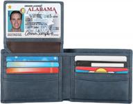 rfid blocking cowhide leather bifold wallet for men - 2 id windows logo