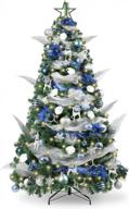 wbhome 5ft decorated artificial christmas tree: blue silver ornaments, 200 led lights included logo
