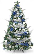 wbhome 5ft decorated artificial christmas tree: blue silver ornaments, 200 led lights included логотип