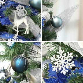 img 2 attached to WBHome 5FT Decorated Artificial Christmas Tree: Blue Silver Ornaments, 200 LED Lights Included