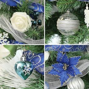 img 1 attached to WBHome 5FT Decorated Artificial Christmas Tree: Blue Silver Ornaments, 200 LED Lights Included