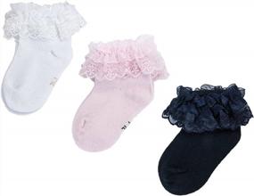 img 1 attached to Baby Girls Princess Frilly Lace Ruffle Socks 3 Pack Months