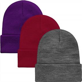 img 4 attached to Stay Warm In Style: Cooraby 3 Pack Knitted Skull Cap Beanies For Outdoorsmen And Women
