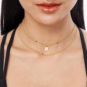 img 2 attached to Women'S Boho Layered Necklaces Set - 24K Gold Plated Dainty Choker Y Pendant, Stackable Bar, Ring, Disc, Arrow, Horn, Adjustable Beaded Layering Jewelry For Everyday Wear