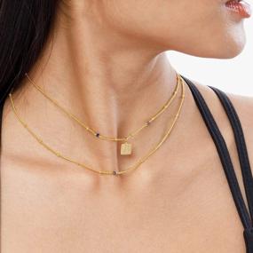 img 1 attached to Women'S Boho Layered Necklaces Set - 24K Gold Plated Dainty Choker Y Pendant, Stackable Bar, Ring, Disc, Arrow, Horn, Adjustable Beaded Layering Jewelry For Everyday Wear