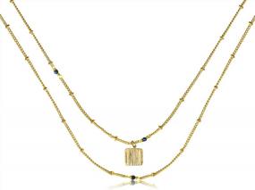 img 4 attached to Women'S Boho Layered Necklaces Set - 24K Gold Plated Dainty Choker Y Pendant, Stackable Bar, Ring, Disc, Arrow, Horn, Adjustable Beaded Layering Jewelry For Everyday Wear