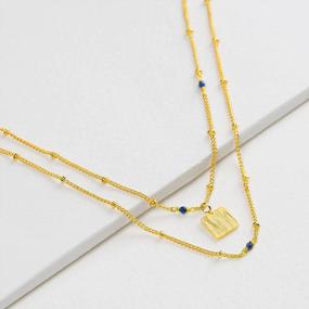 img 3 attached to Women'S Boho Layered Necklaces Set - 24K Gold Plated Dainty Choker Y Pendant, Stackable Bar, Ring, Disc, Arrow, Horn, Adjustable Beaded Layering Jewelry For Everyday Wear