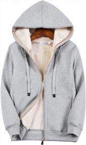 img 3 attached to Casual Winter Sherpa Lined Hooded Sweatshirt Jacket With Full Zip For Women By Duyang