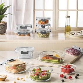 img 3 attached to 🍽️ FineDine 24-Piece Superior Glass Food Storage Containers Set - Innovative Leakproof Locking Lids - On-the-Go & Freezer-to-Oven Safe Meal-Prep Containers