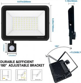 img 3 attached to LHOTSE 2 Pack 50W LED Flood Light Outdoor,8000 Lumens LED Work Light With Motion Sensor And Plug,IP66 Waterproof Outdoor Floodlights,6500K Daylight White Super Bright Security Light For Garden Patio